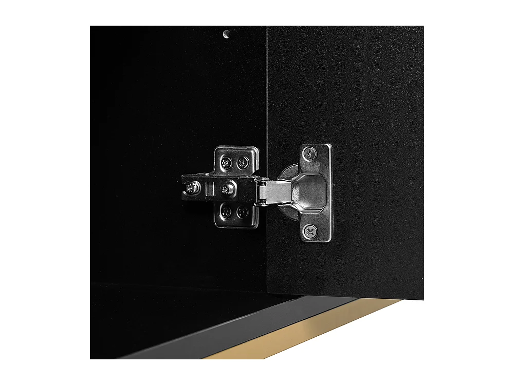 Buffet 4 portes noir doré pieds métalliques meuble TV armoire design rectiligne décor métallique