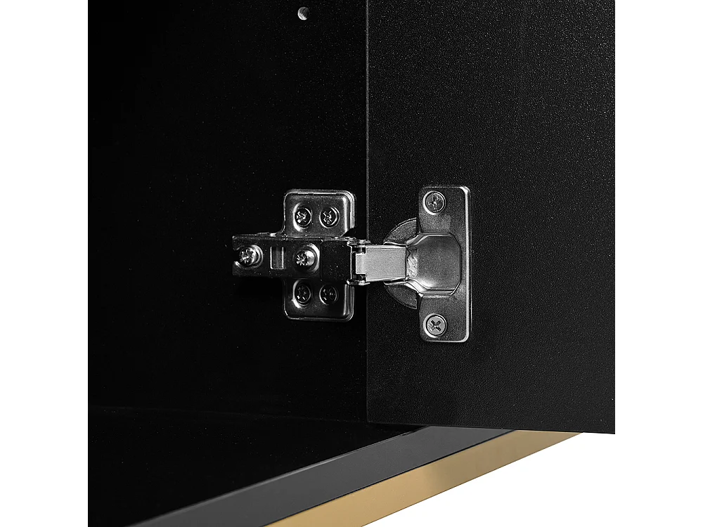 Buffet 4 portes noir doré pieds métalliques meuble TV armoire design rectiligne décor métallique