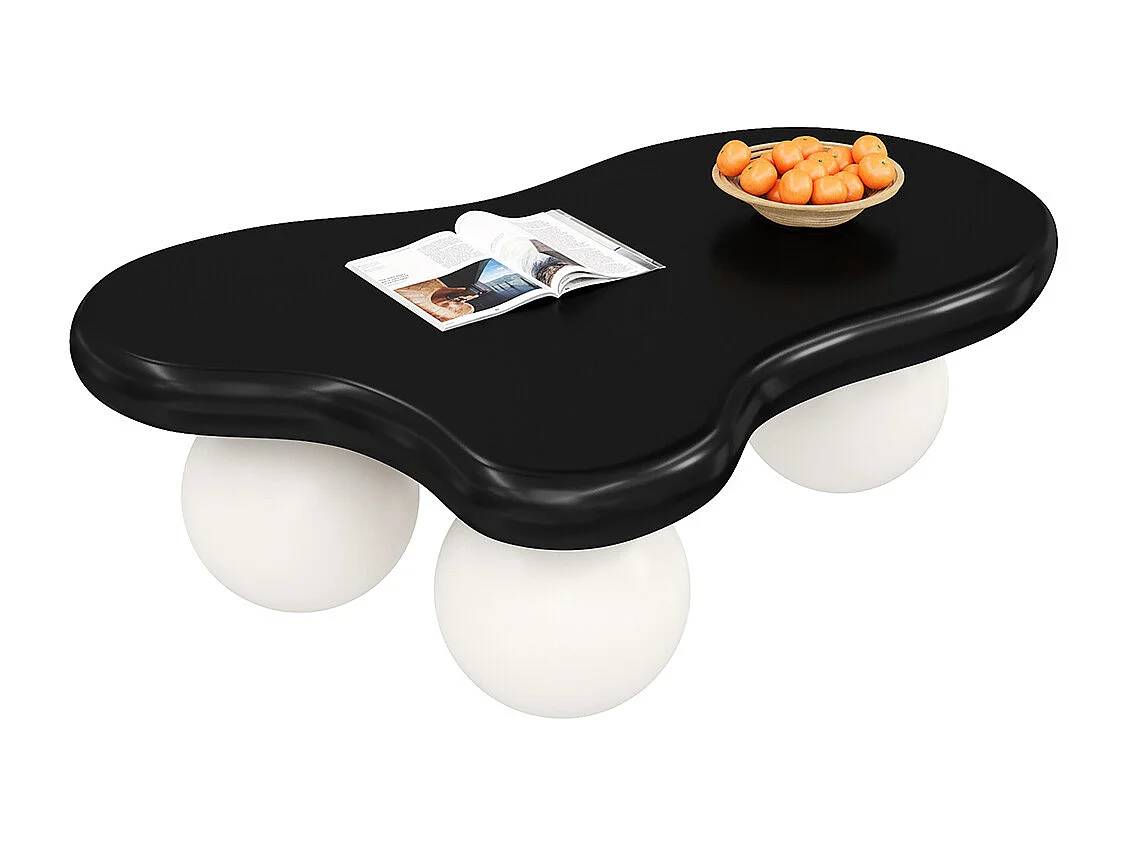 Table basse noir style nuage avec éclairage LED 16 couleurs disponibles blanc pieds ronds touche élégante pour un salon ou une chambre d'enfant moderne