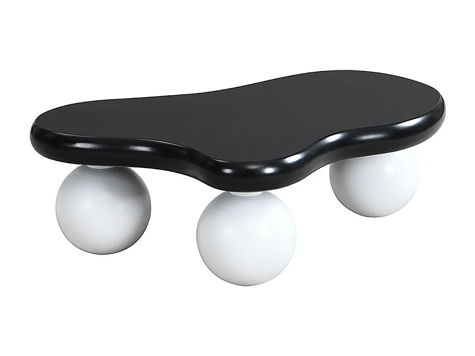 Table basse noir style nuage avec éclairage LED 16 couleurs disponibles blanc pieds ronds touche élégante pour un salon ou une chambre d'enfant moderne