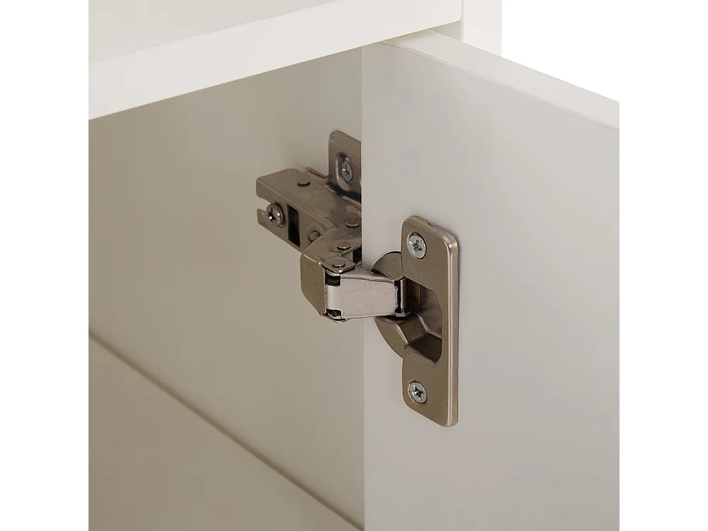 Buffet blanc commode meuble à chaussures étagères réglables rangement minimaliste pieds bois massif