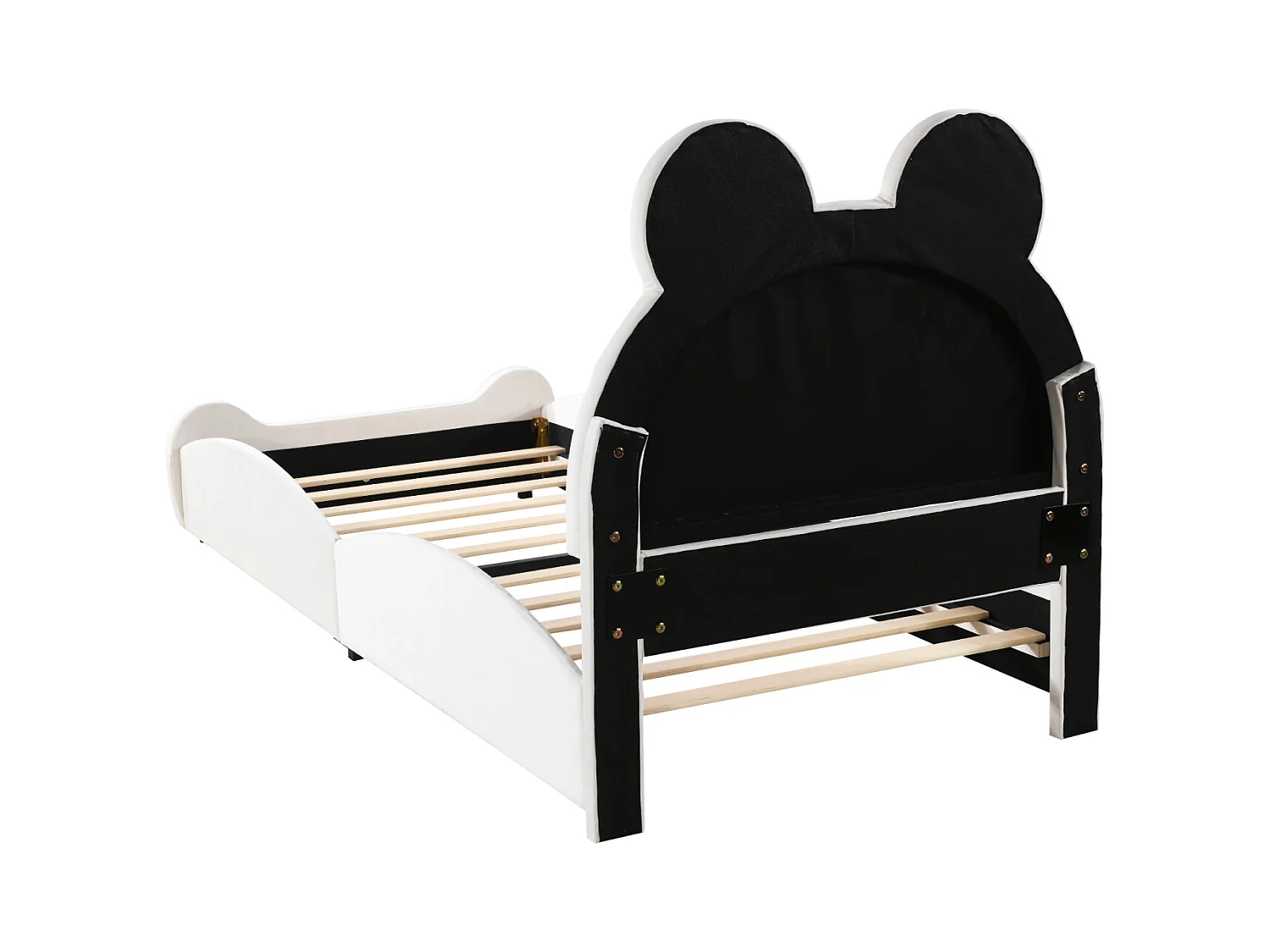 Cama tapizada de 90 x 200 cm con forma de oso, adorable cuna infantil de terciopelo suave, color blanco