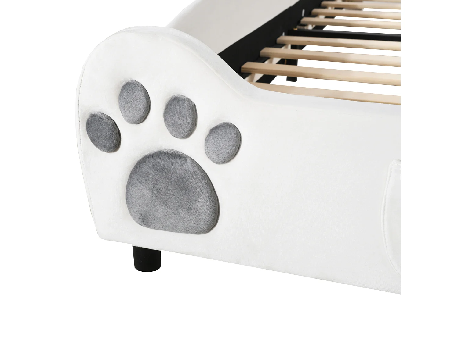 Lit rembourré 90 x 200 cm Forme Ours, Joli lit Enfant en Velours Doux pour la Peau, Blanc