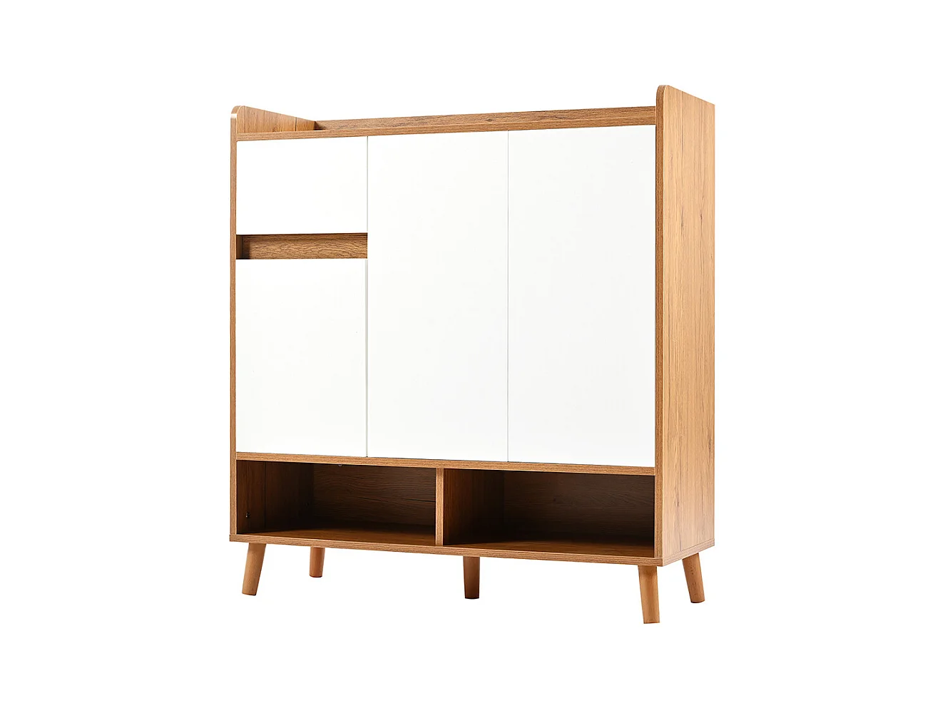 Buffet naturel meuble à chaussures étagères réglables rangement minimaliste pieds bois massif