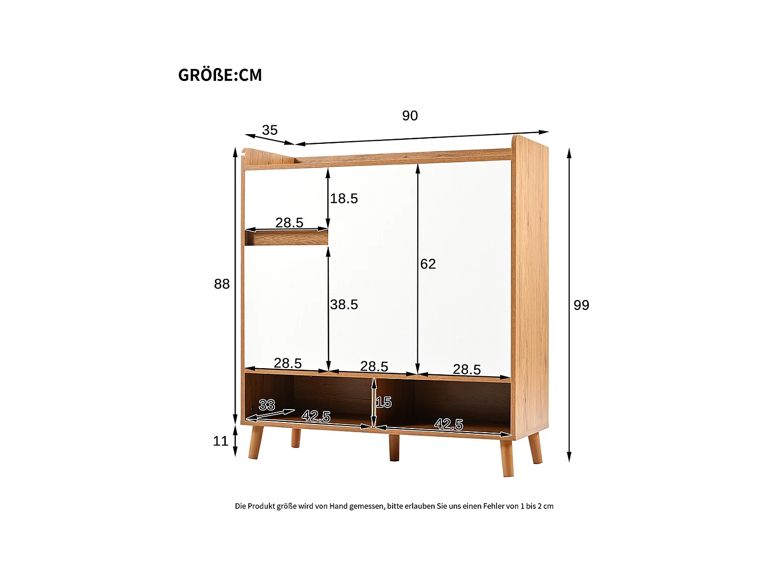Buffet naturel meuble à chaussures étagères réglables rangement minimaliste pieds bois massif