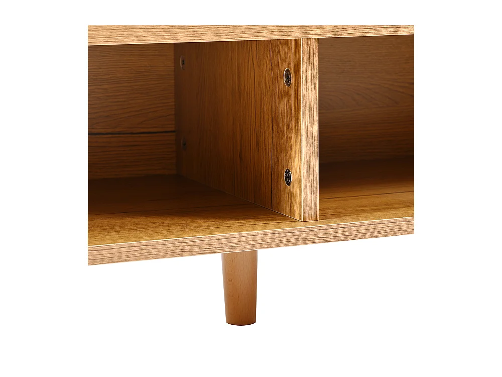 Buffet naturel meuble à chaussures étagères réglables rangement minimaliste pieds bois massif