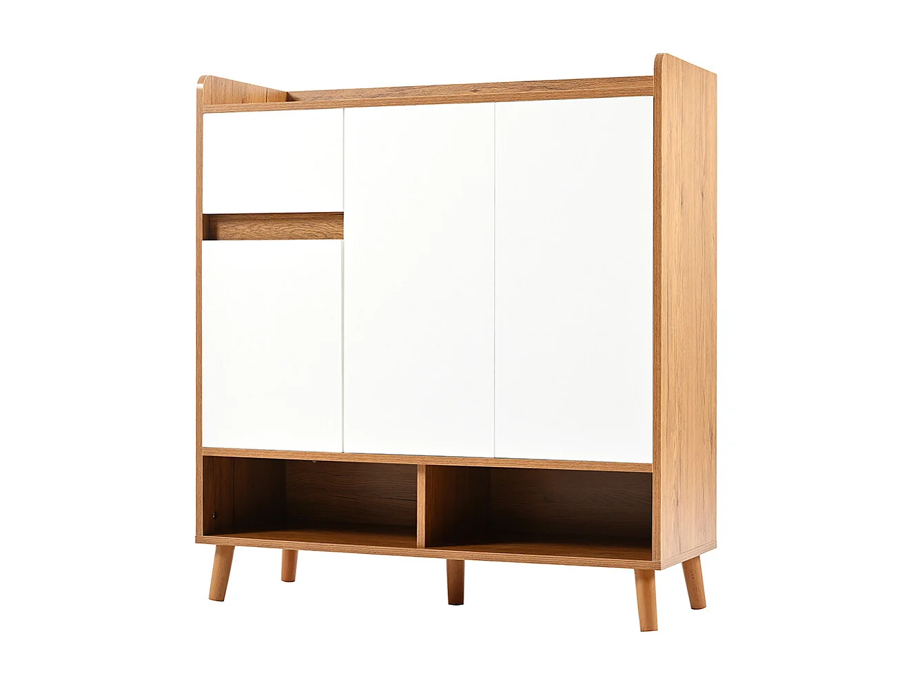 Buffet naturel meuble à chaussures étagères réglables rangement minimaliste pieds bois massif