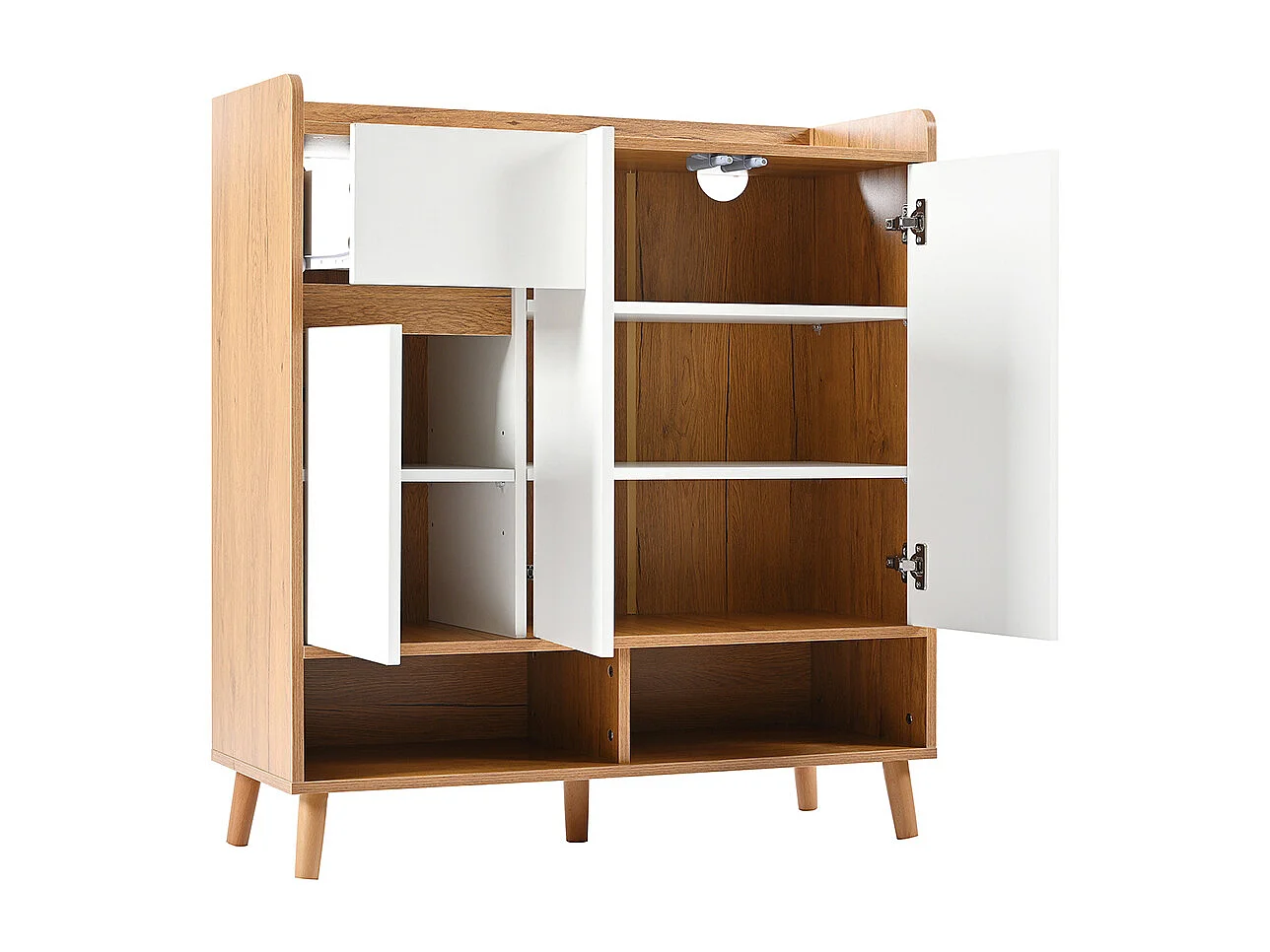 Buffet naturel meuble à chaussures étagères réglables rangement minimaliste pieds bois massif