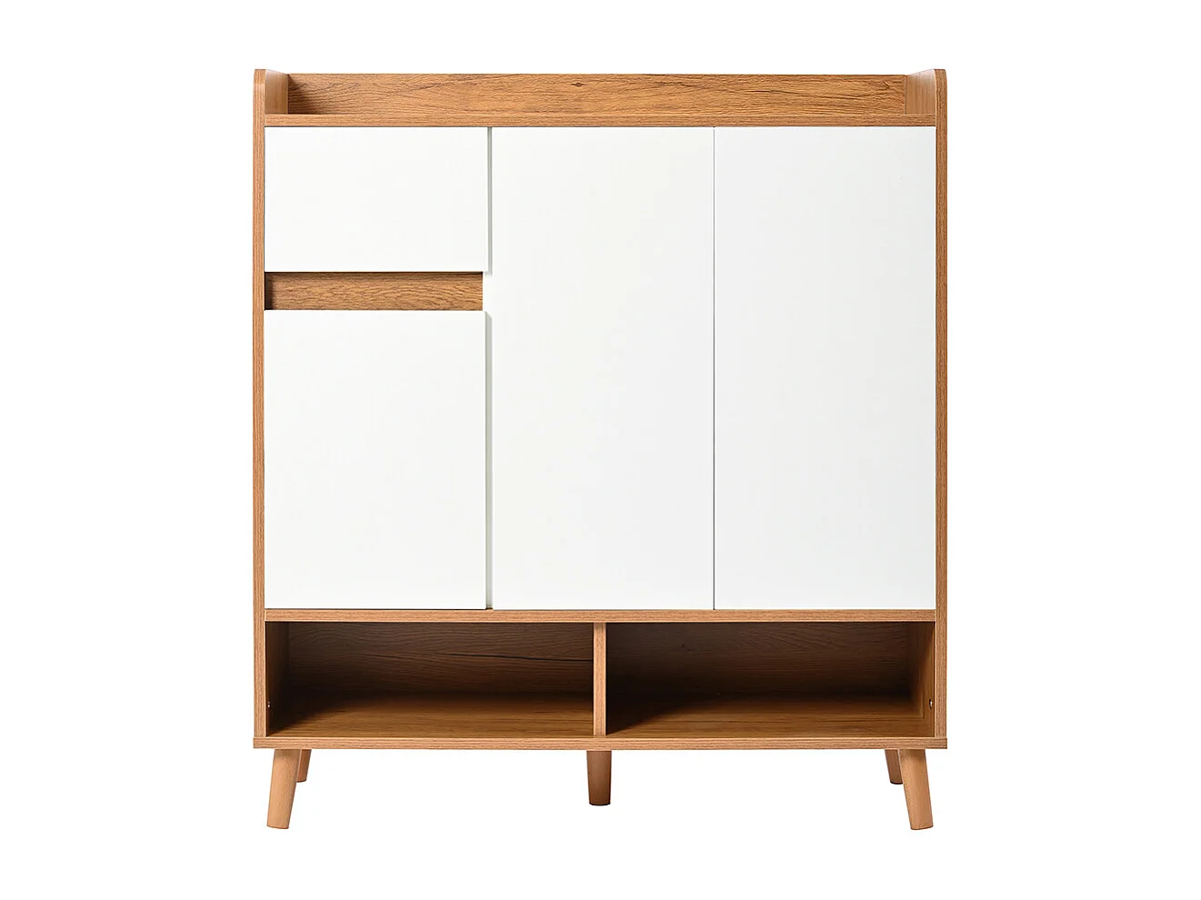 Buffet naturel meuble à chaussures étagères réglables rangement minimaliste pieds bois massif