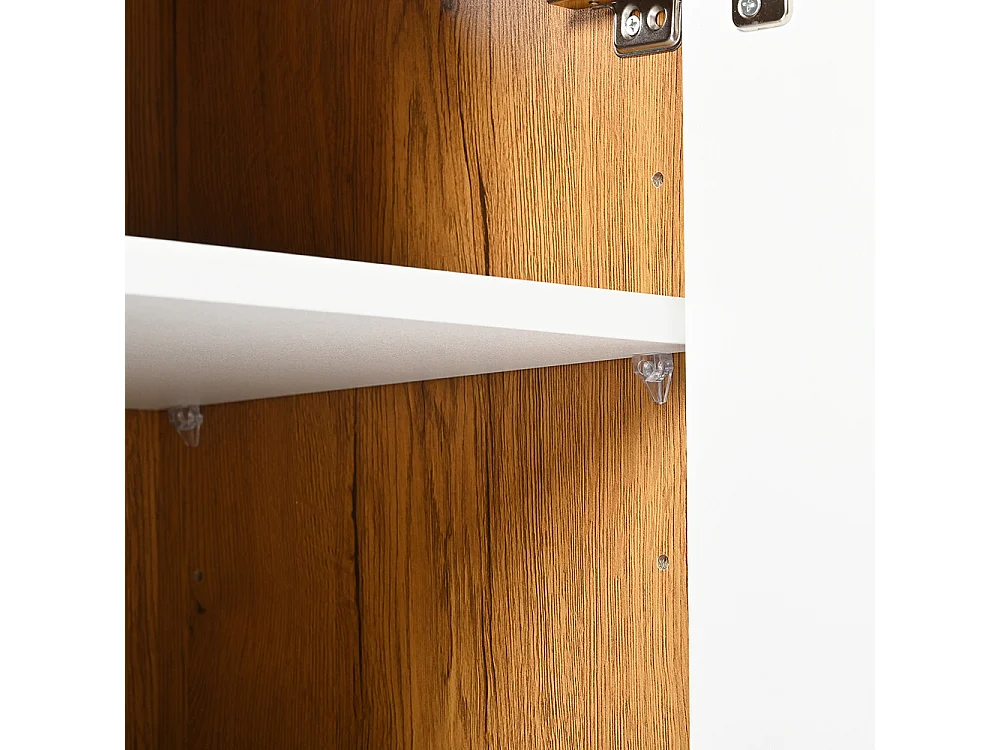 Buffet naturel meuble à chaussures étagères réglables rangement minimaliste pieds bois massif