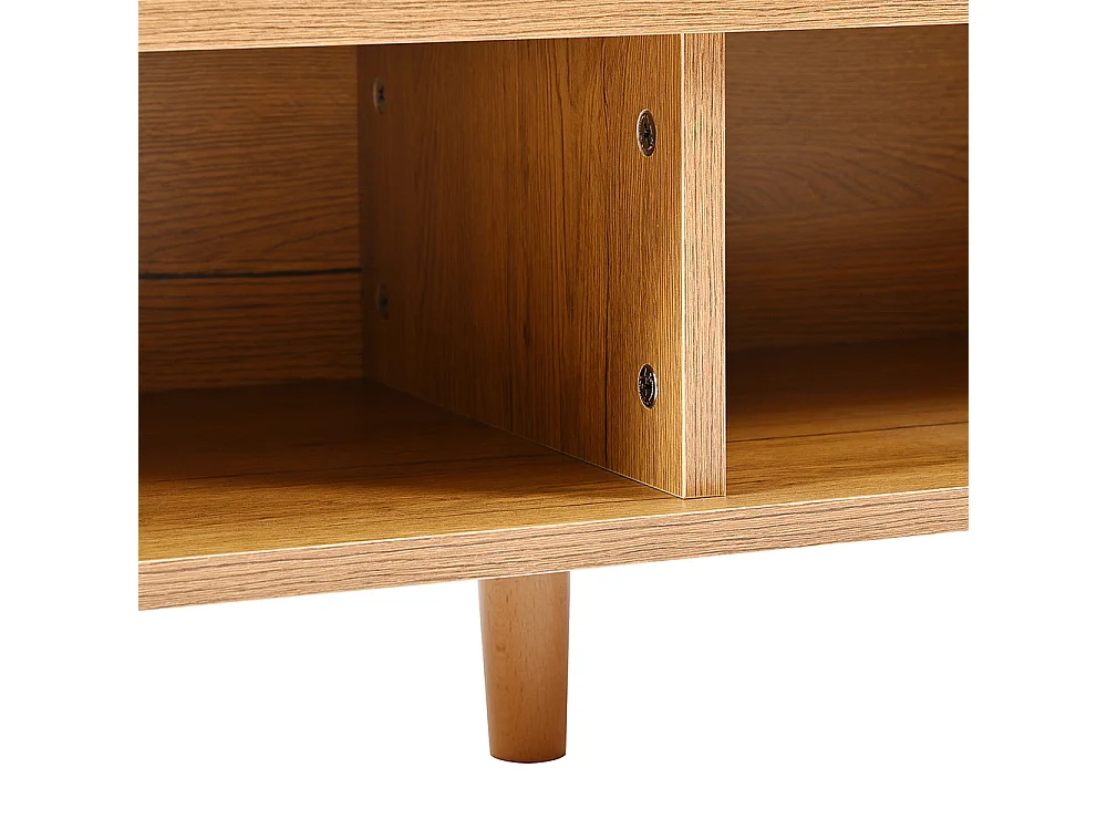 Buffet naturel meuble à chaussures étagères réglables rangement minimaliste pieds bois massif