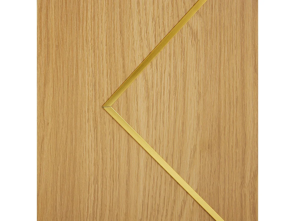 Buffet naturel 4 portes incrustation métallique commode polyvalente meuble d'appoint sur pied bois