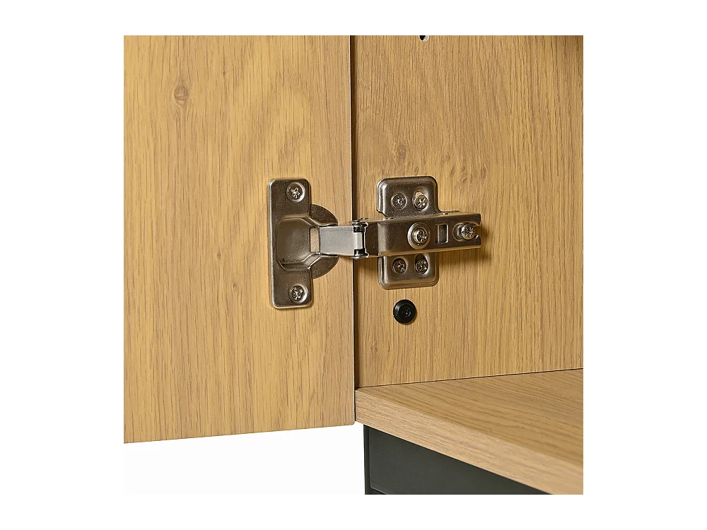 Buffet naturel 2 portes 3 tiroirs pieds métal meuble TV buffet commode design linéaire