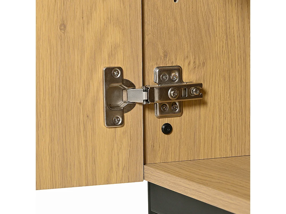 Buffet naturel 2 portes 3 tiroirs pieds métal meuble TV buffet commode design linéaire