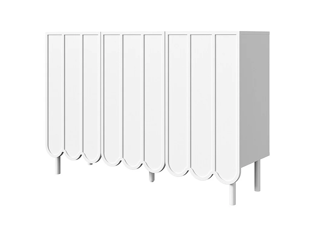 Buffet blanc moderne portes ondulées sans poignées étagères réglables espace rangement multi-pièces