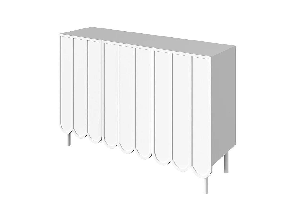 Buffet blanc moderne portes ondulées sans poignées étagères réglables espace rangement multi-pièces