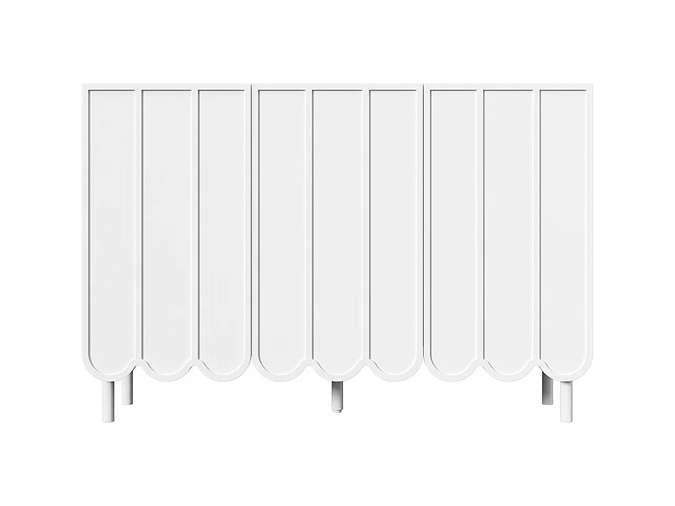 Buffet blanc moderne portes ondulées sans poignées étagères réglables espace rangement multi-pièces