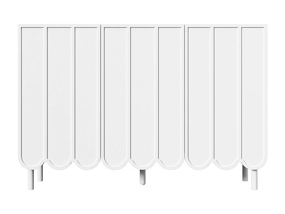 Buffet blanc moderne portes ondulées sans poignées étagères réglables espace rangement multi-pièces