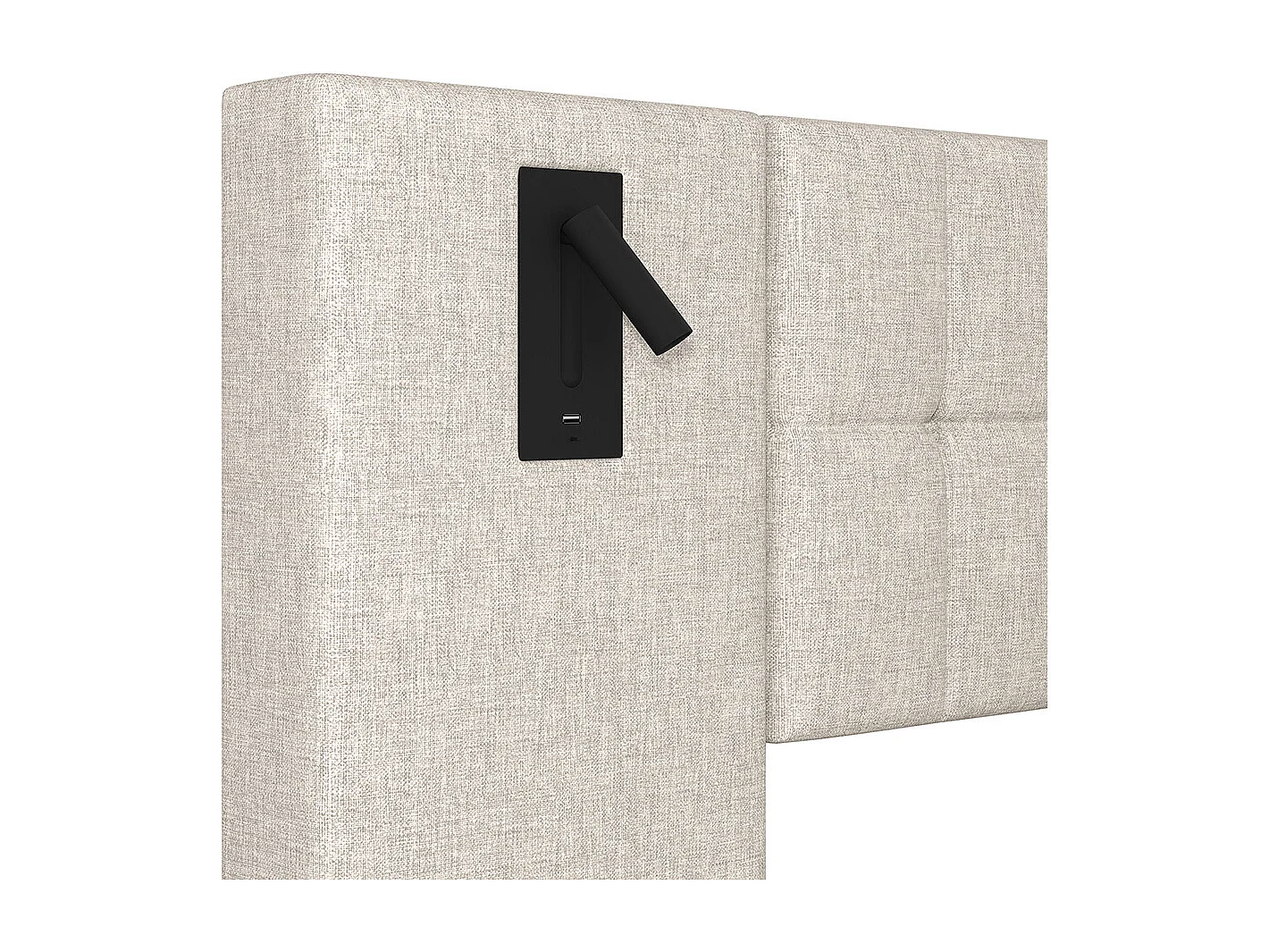 Lit double rembourré 180x200 cm bande LED tête de lit spot USB sans matelas lin beige