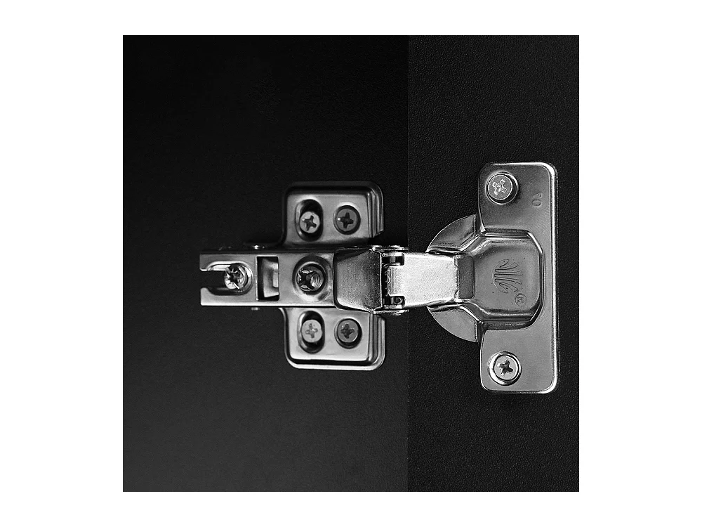 Buffet noir commode meuble d'entrée 2 compartiments ouverts 4 portes