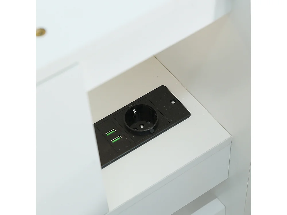 lit avec rangement 90x200 panneaux tête rangement 2 lampes prise recharge armoires tiroirs pin blanc