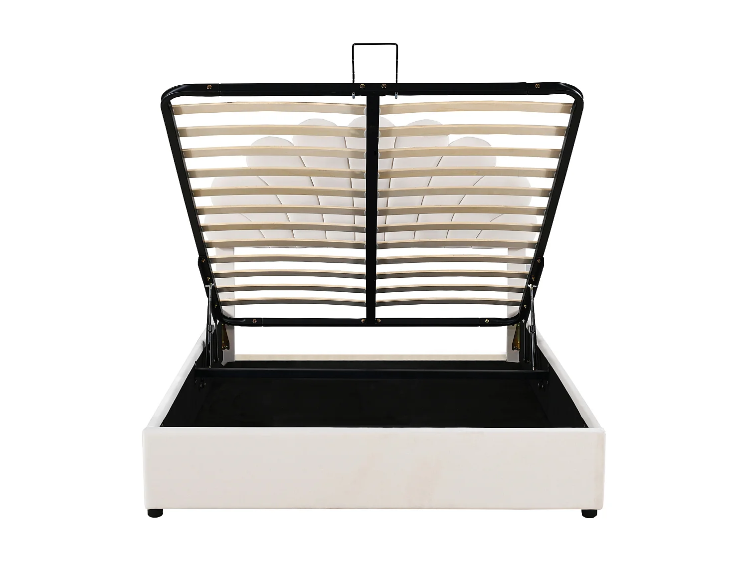 Lit Double 140x200cm Avec Tête de Lit en Forme de Fleur, Sommier à Lattes, Velours, Beige