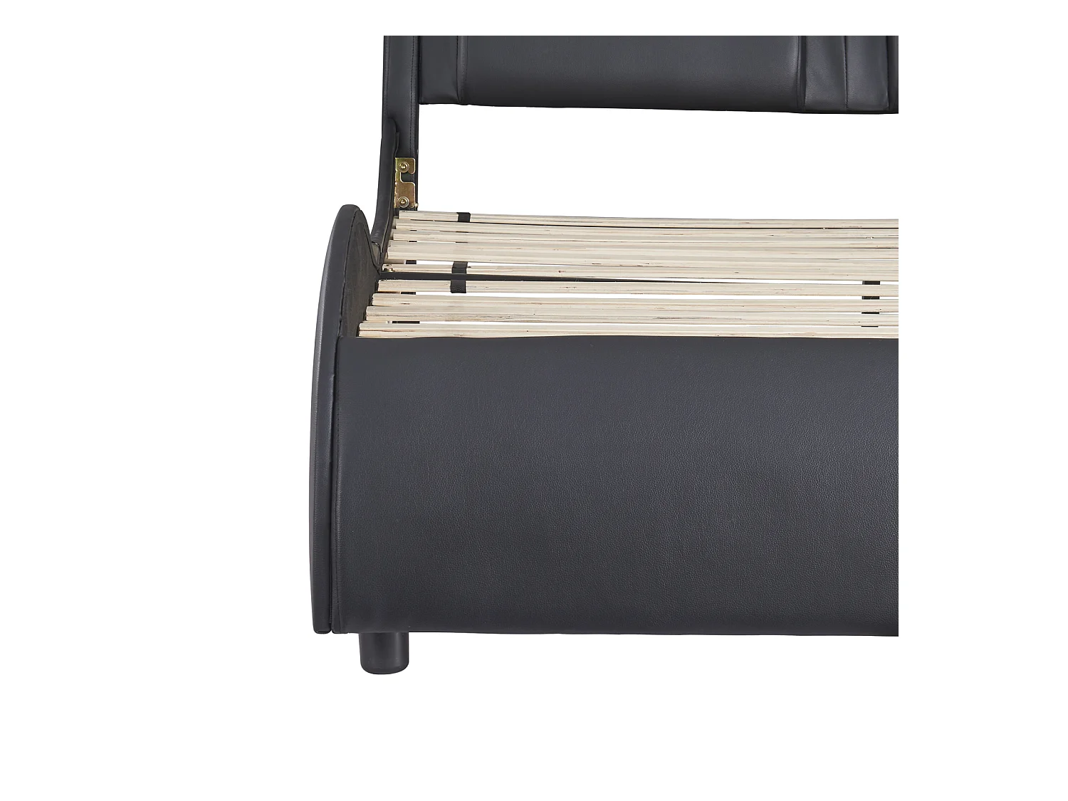 Letto 140x200 con base LED ad arco, con testiera, letto matrimoniale con doghe, PU, nero