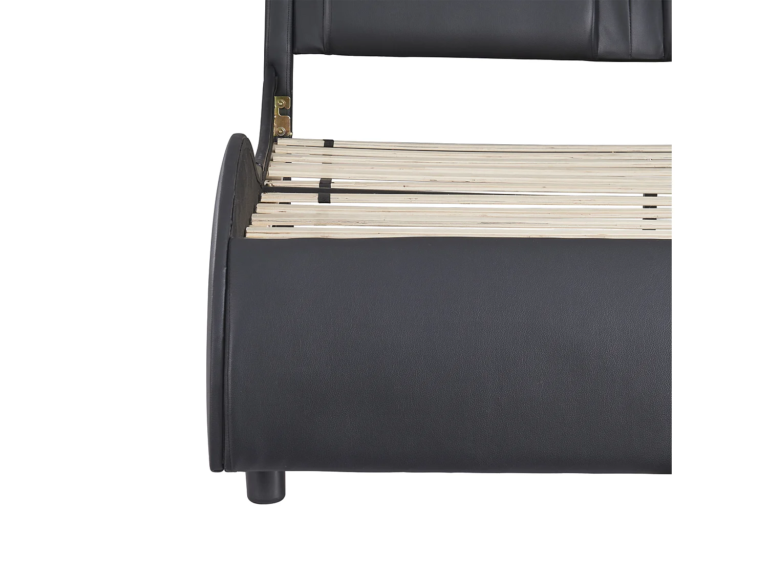 Lit 140x200 avec Sommier LED Design Arqué, avec Tete de Lit, Lit Double avec à Lattes, PU, Noir