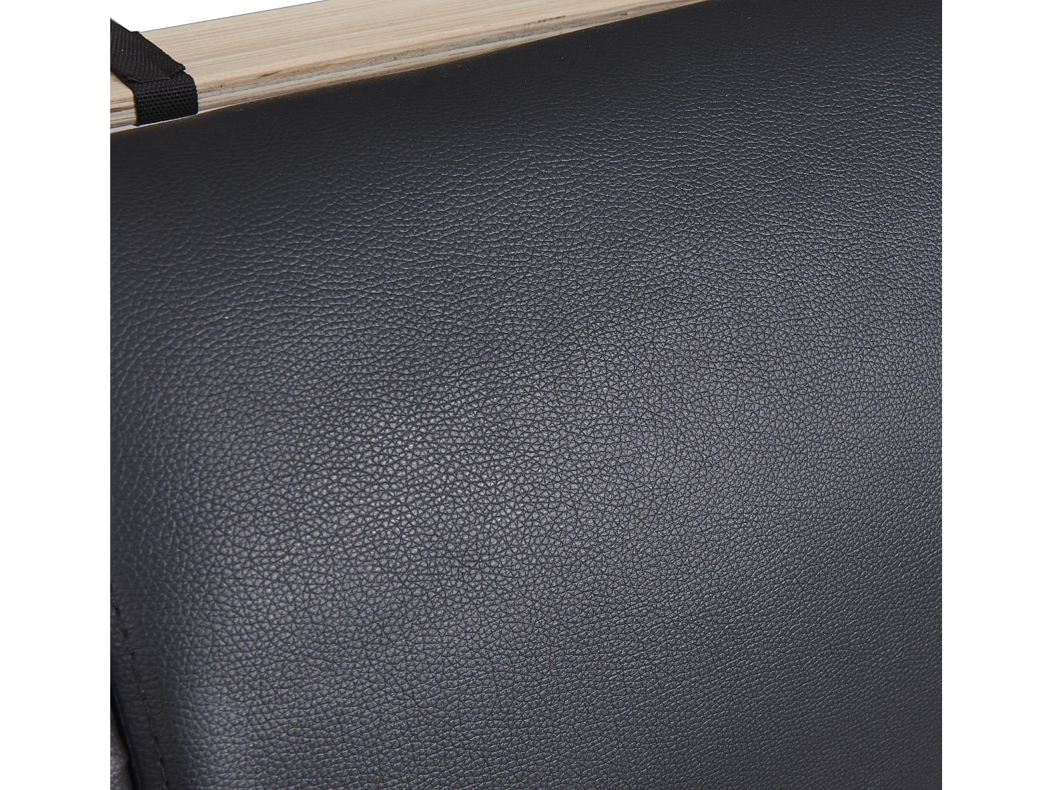 Lit 140x200 avec Sommier LED Design Arqué, avec Tete de Lit, Lit Double avec à Lattes, PU, Noir