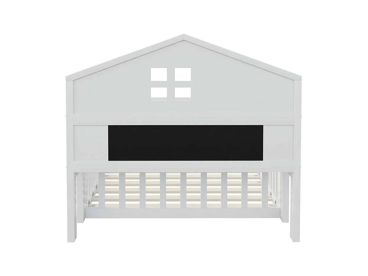 Lit enfant en bois 90x200 avec étagères et espace de rangement avec barrière de sécurité et porte avec baguette pour photos avec sommier à lattes blanc