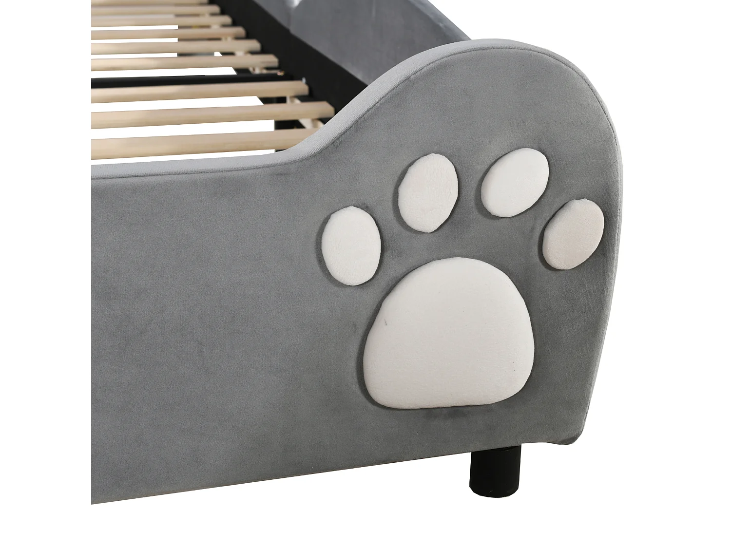 Cama tapizada de 90 x 200 cm con forma de oso, adorable cuna infantil en terciopelo suave, color gris.