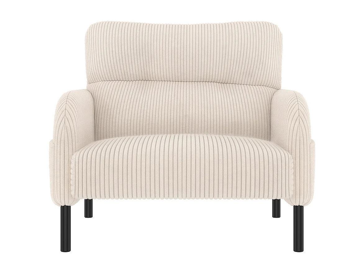 3-delige set corduroy fauteuil kruk tweezitsbank zijvak stalen frame zachte rugleuning modulair beige