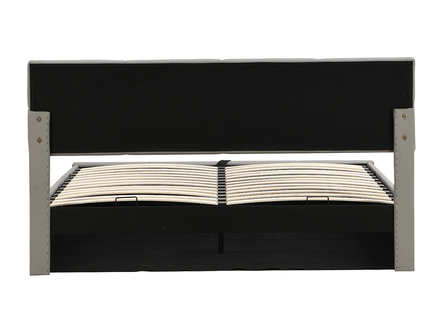 Lit double 180 x 200 cm, rembourré, avec espace de rangement,  avec LED, avec sommier à lattes,beige