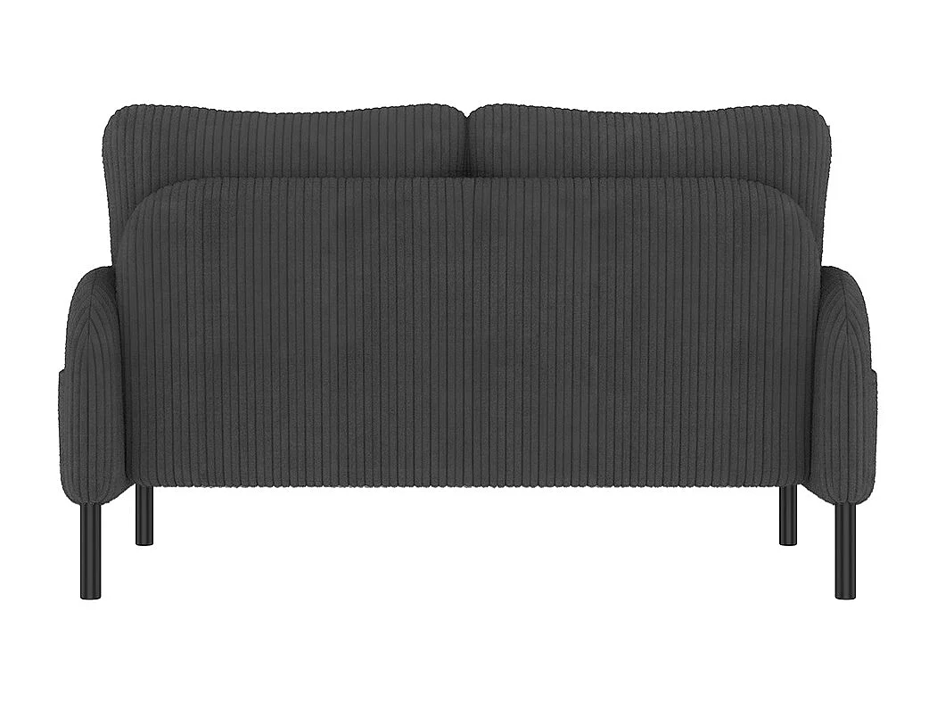 Ensemble 3 pièces velours côtelé fauteuil tabouret canapé deux places poche latérale structure acier dossier moelleux modulaire salon gris