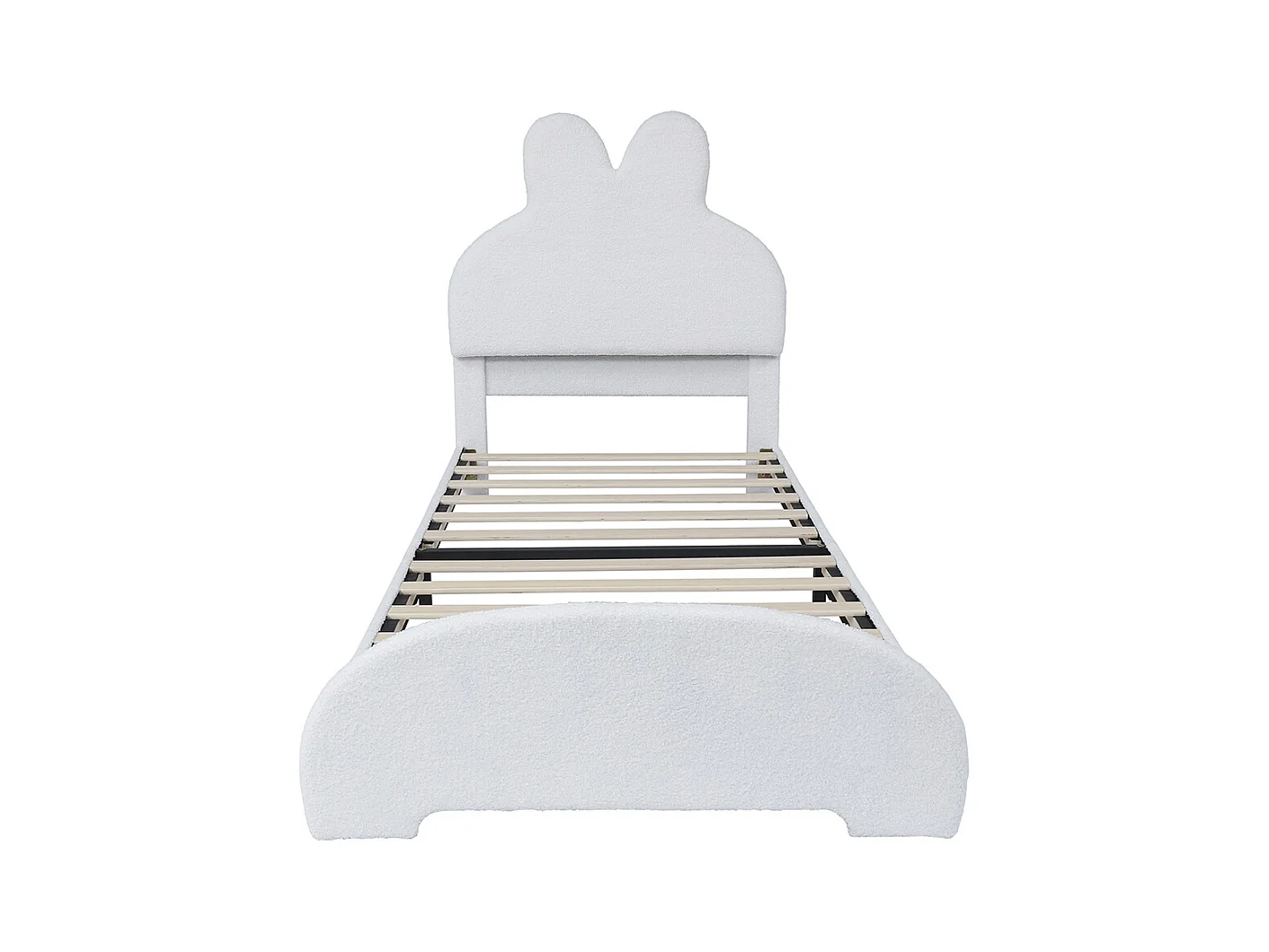 Lit simple 90x200 rembourré tête lapin cartoon polaire blanc