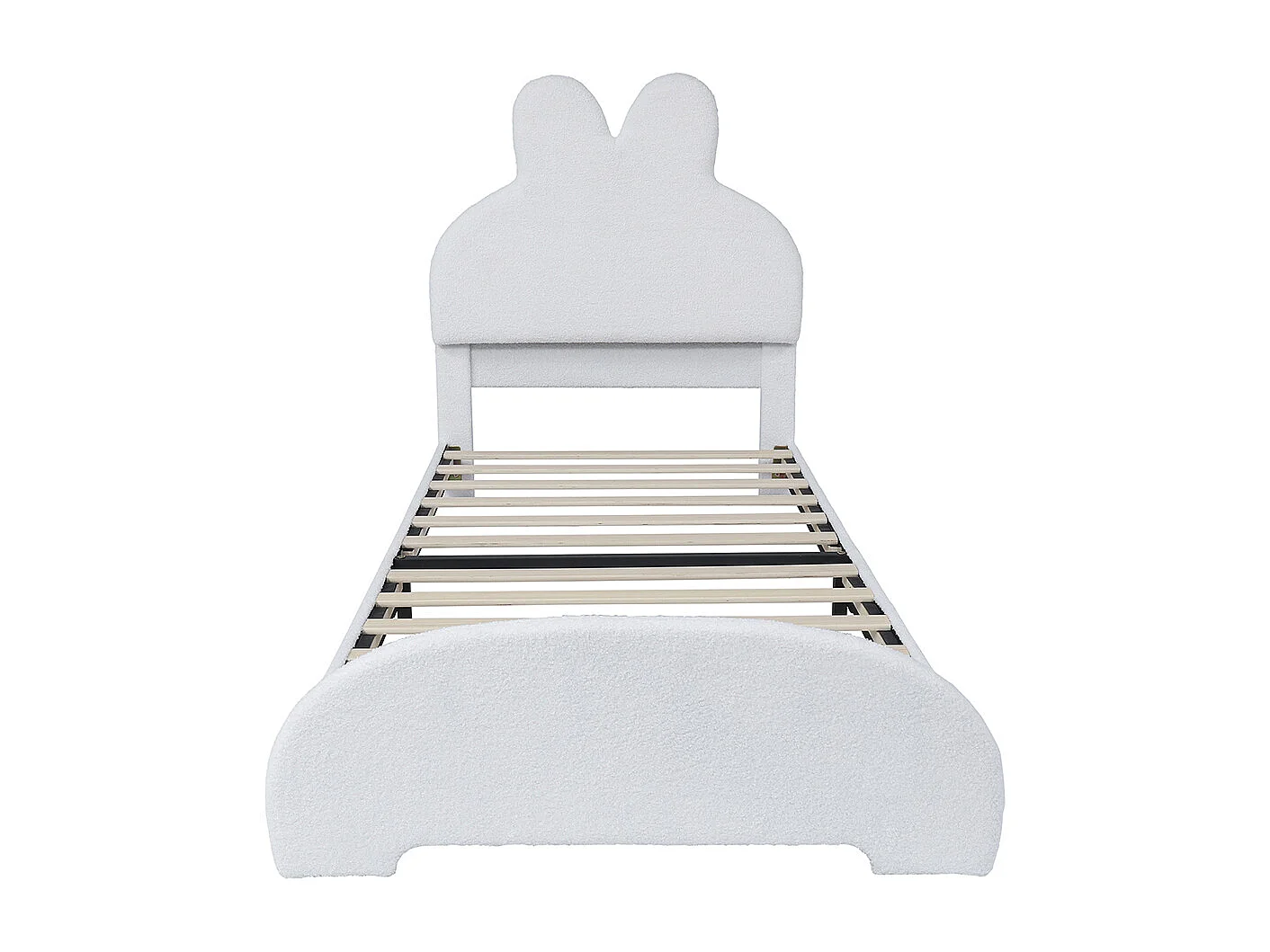 Lit simple 90x200 rembourré tête lapin cartoon polaire blanc