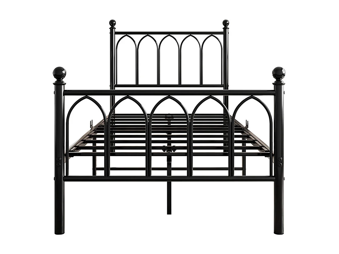 Lit adulte cadre en métal 90x200 cm avec tête et pied vintage station USB éclairage LED lattes acier rangement sous lit noir