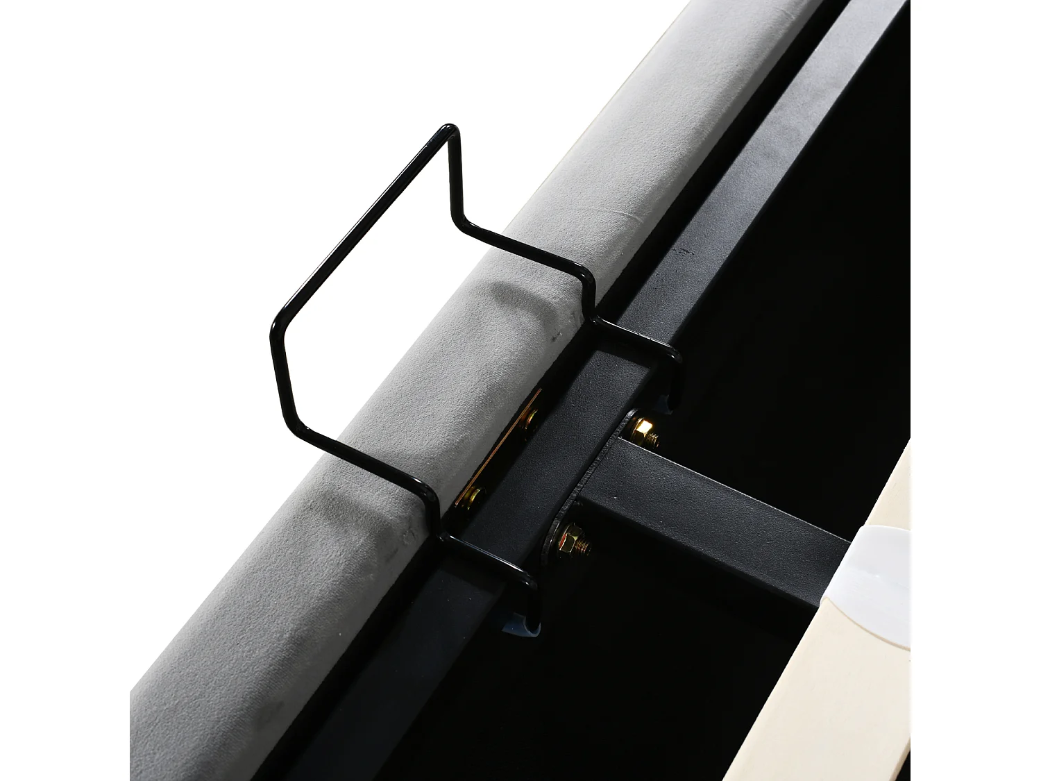 Cama de casal com arrumação, base de cama 160x200 cm, com LED e USB, cama para adulto, encosto grande, cinza