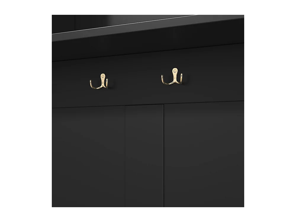 Vestiaire noir porte-manteau banc à chaussures 6 crochets triples indépendant entrée couloir