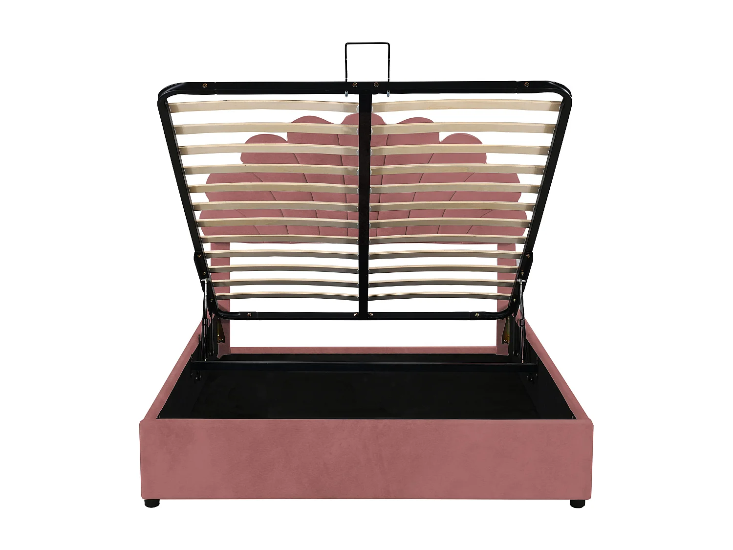 Tweepersoonsbed 140x200cm met bloemenhoofdbord, lattenbodem, fluweel, rood