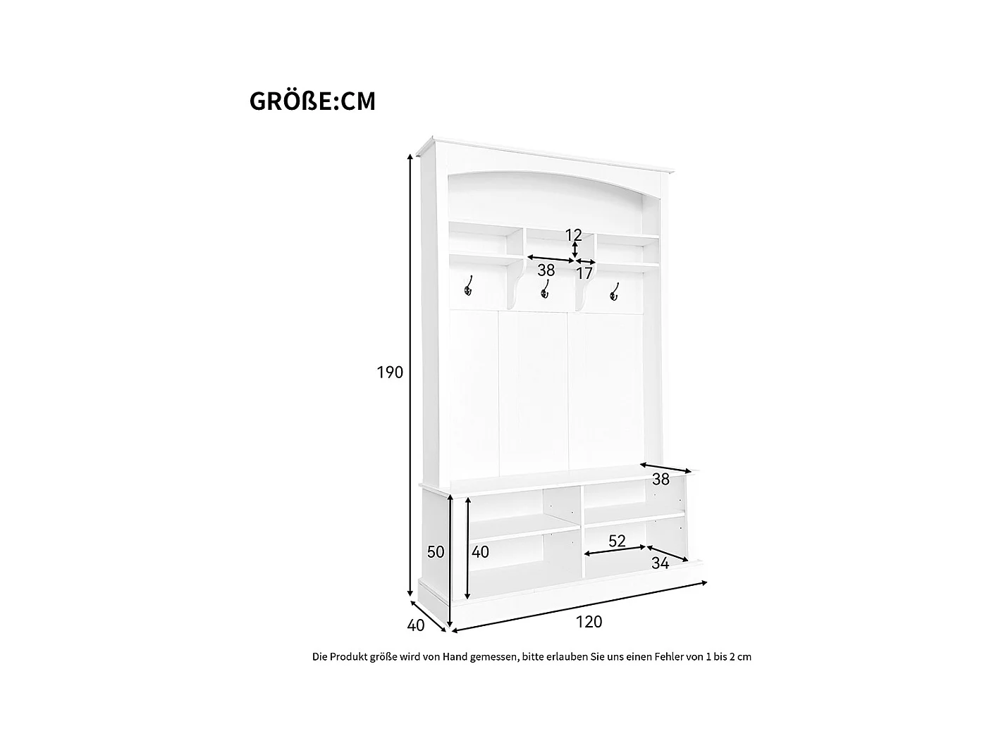 Vestiaire blanc banc rangement chaussures multifonctionnel 3 crochets suspendus espace rangement ouvert étagères couloir