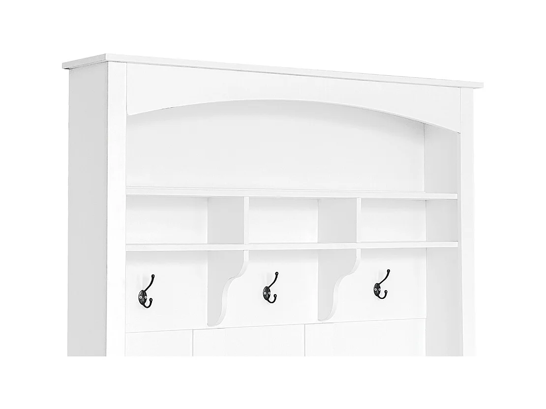 Vestiaire blanc banc rangement chaussures multifonctionnel 3 crochets suspendus espace rangement ouvert étagères couloir