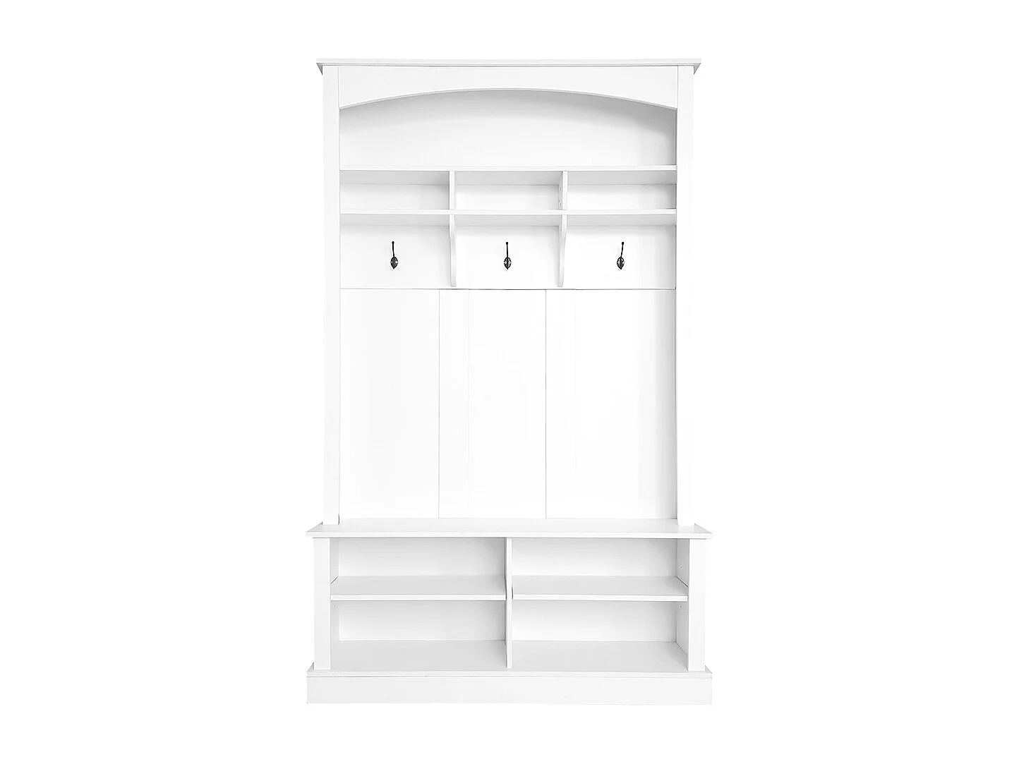 Vestiaire blanc banc rangement chaussures multifonctionnel 3 crochets suspendus espace rangement ouvert étagères couloir