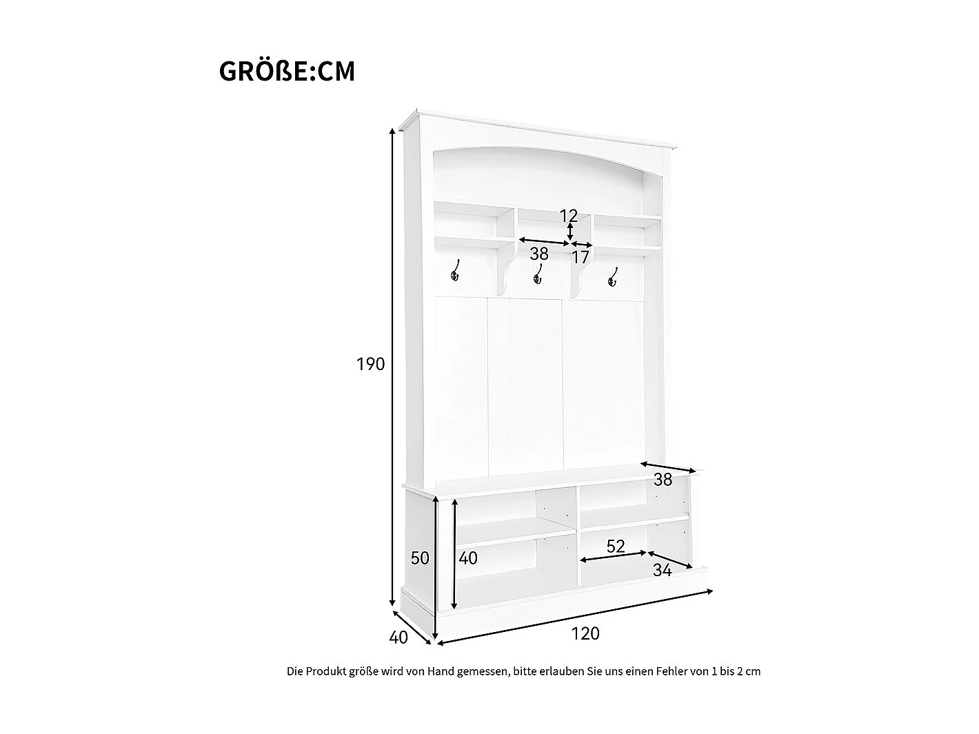 Vestiaire blanc banc rangement chaussures multifonctionnel 3 crochets suspendus espace rangement ouvert étagères couloir