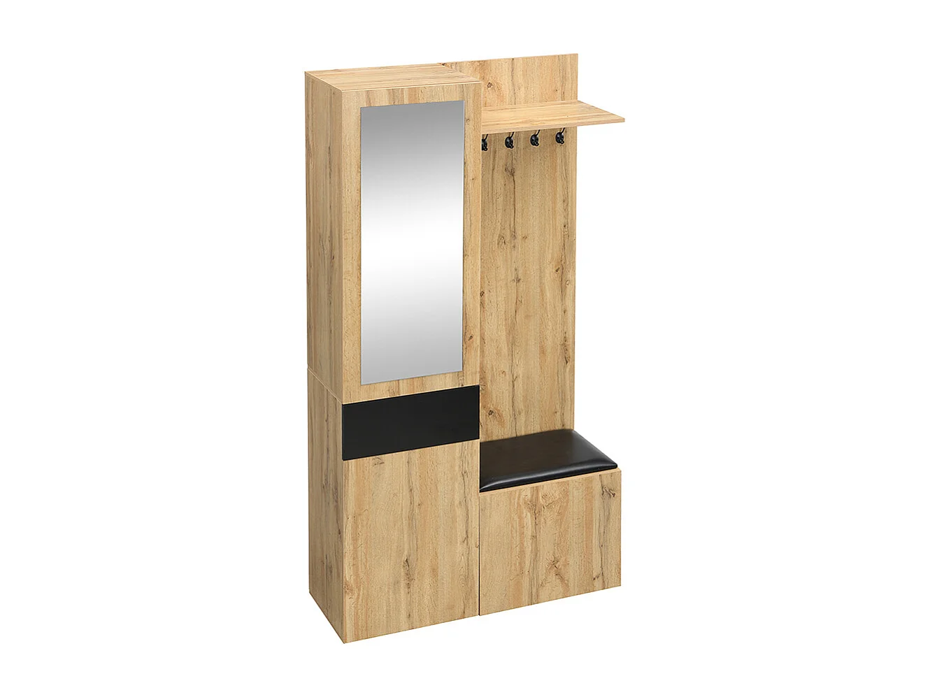 Vestiaire penderie 5 crochets miroir meuble chaussures armoire étagères tiroirs rangement banc couloir