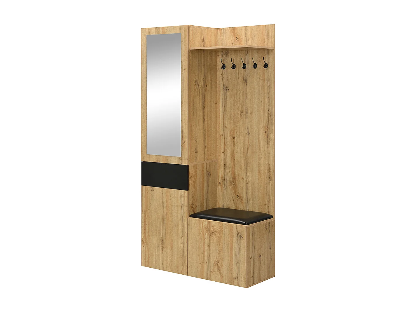 Vestiaire penderie 5 crochets miroir meuble chaussures armoire étagères tiroirs rangement banc couloir