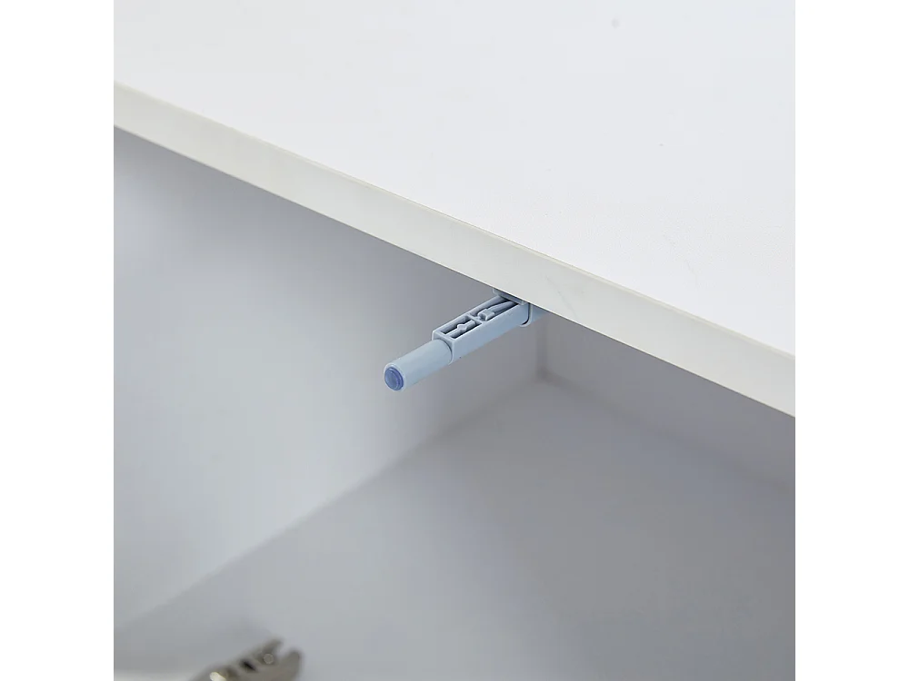 Meuble TV 180x35x30 cm blanc mural LED 3 portes adapté 75 pouces brillant