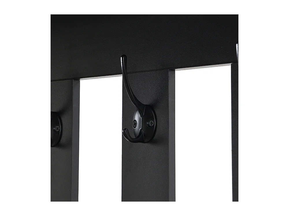 Vestiaire noir porte-manteau entrée banc rangement rembourré meuble à chaussures multifonctionnel tableau à fiches 4 crochets buanderie