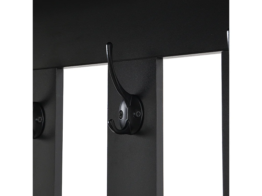 Vestiaire noir porte-manteau entrée banc rangement rembourré meuble à chaussures multifonctionnel tableau à fiches 4 crochets buanderie