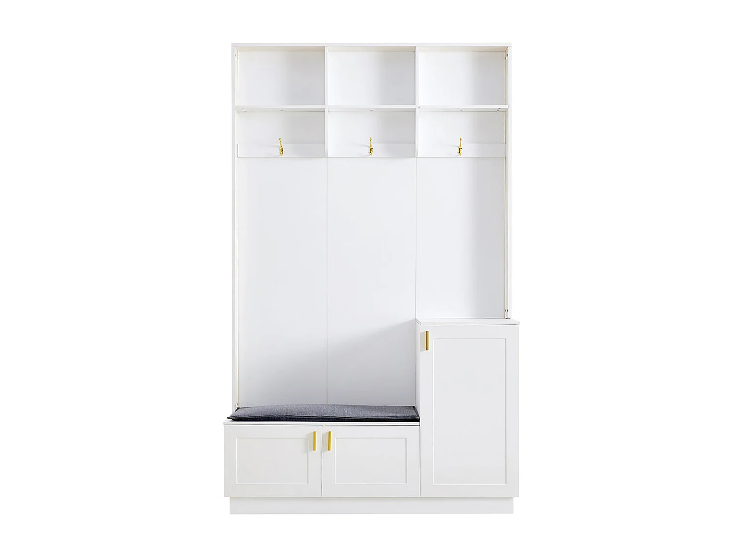 Vestiaire blanc banc rangement chaussures multifonctionnel 3 crochets suspendus espace rangement ouvert étagères couloir